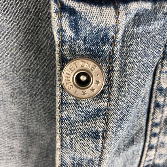 Street One Womens Denim Jacket Vintage Retro Trucker Distressed Stretch M - Picture 5 of 6